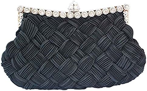 Women Evening Bag Clutches Bag Handbags Shouder Bags Wedding Purse with Detachable Chain (Black)