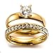 BILONG Jewelry Women Stainless Steel Gold Plated Ring Set With CZ