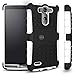LG G3 Case, [Heavy Duty] LG G3 Armor Cases [Kickstand] Tough Armorbox Dual Layer Hybrid Hard/Soft Protective Case by Cable and Case? - White Armor Case