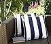 Ornavo Home Water Resistant Indoor/Outdoor Square Patio Decorative Stripe Throw Pillow Cushion - Insert Included - Set of 2 - 18