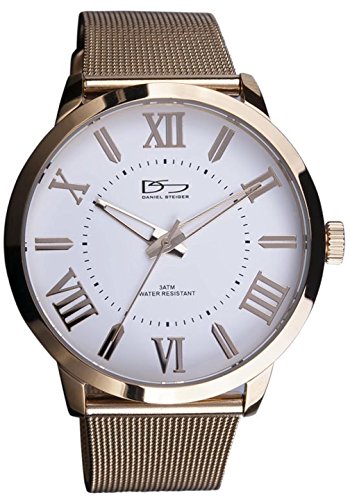Daniel Steiger Lexington Gold Plated Luxury Quartz Watch - Comfortable Milanese Flexible Mesh Band With Sliding Clasp - Water Resistant - Magnificent Presentation Case