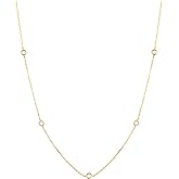 KISPER 925 Sterling Silver Station Necklace for Women CZ Cubic Zirconia Diamond by The Yard Bezel Set Chain 14K Gold Plated Layering Jewelry 15"+3"
