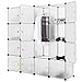 LANGRIA 16 Cubby Wardrobe Closet System Cube Organizer Plastic Storage Cubes Drawer Unit, DIY Modular Bookcase Cabinet for Clothes, Shoes, Toys (White)