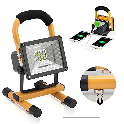 15W 24 LED LED Work Light with Magnetic Stand Vaincre Camping Outdoor Lights Spotlights Portable Rechargeable with Dual USB Port to Charge Digital Devices and Emergency SOS Red Lights Mode