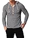 MODCHOK Men's Casual V Neck T-Shirt Long Sleeve Hoodie Sports Hooded Jacket Tops (L, Light Grey 1)