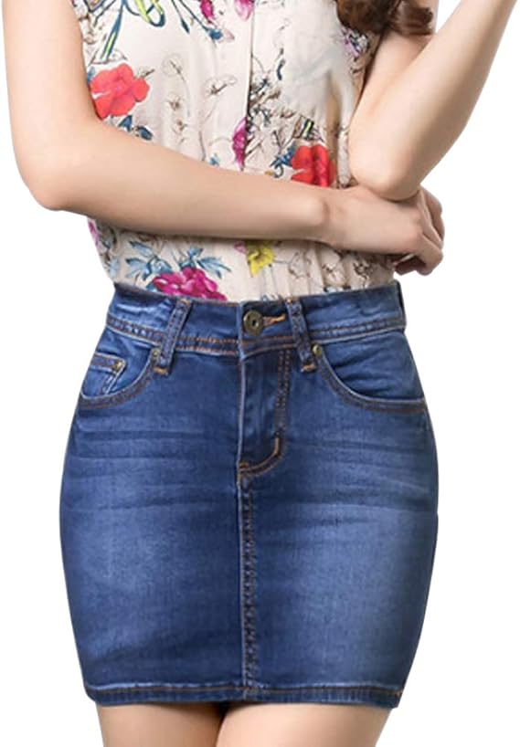 Amazon Blousehouse デニムスカート レデイース タイトスカート ハイウエスト ミニ スカート ストレッチ スリム 美脚 セクシー オシャレ ｏｌ 通勤 普段着 スカート 通販
