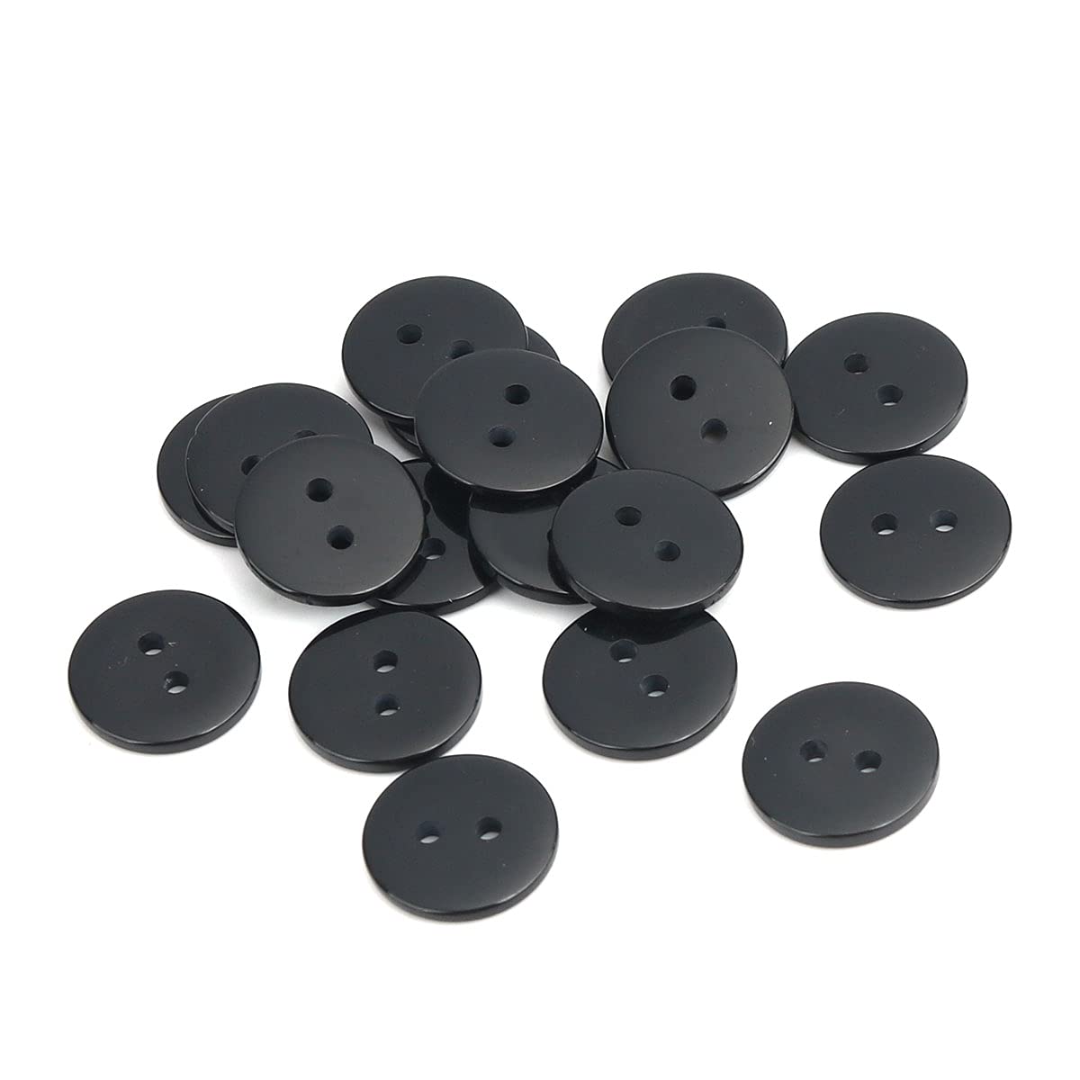 200 x Black Plain Round 2 Hole Sewing 15mm Buttons. for Cardmaking, Scrapbooking, Clothes Knitting