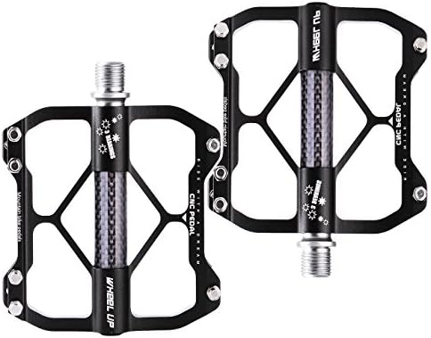 W WHEEL UP WHEEL UP Aluminum Alloy MTB Mountain Bike Pedal CNC Machined 3 Bearings BMX Ultra Strong Colorful Bicycle Pedals (Black)