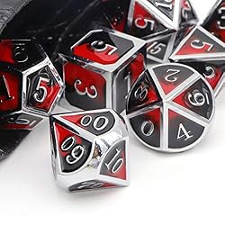 Haxtec DND Metal Dice Set D&D Red and Black Metal