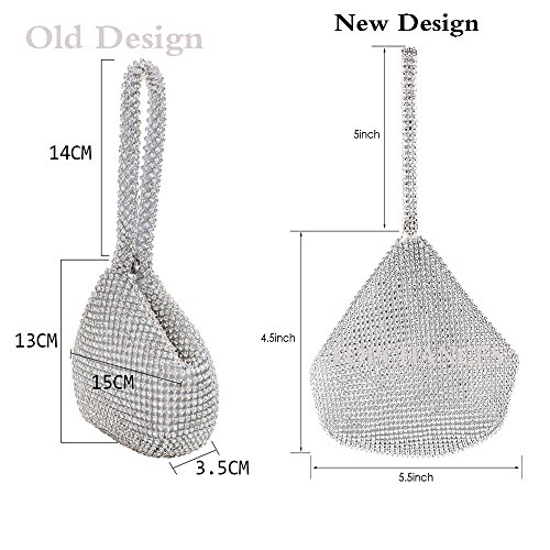 TOPCHANCES Women Rhinestones Crystal Evening Clutch Bag Party Prom Wedding Purse (Trangle Clutch Silver)