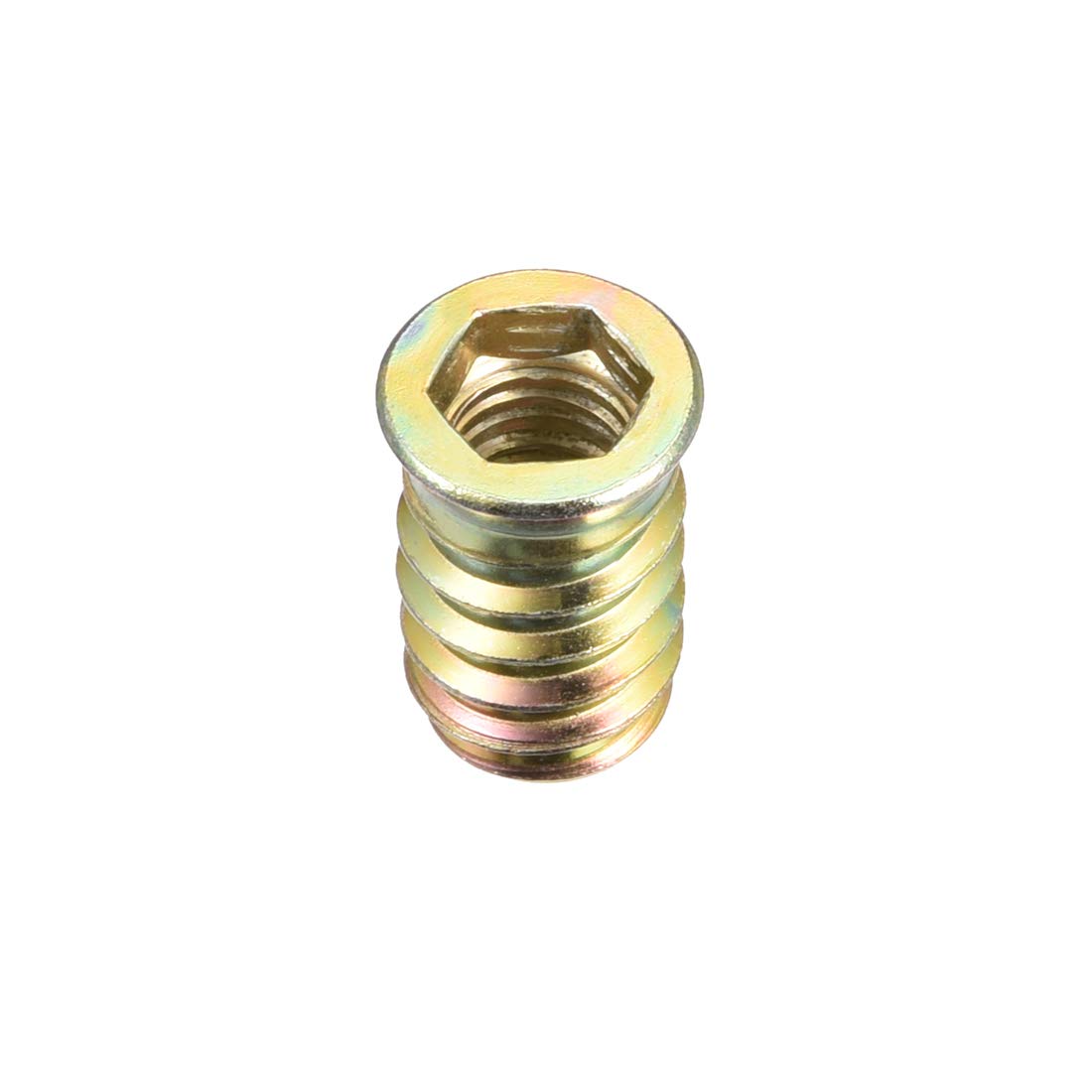 sourcing map Wood Furniture M10x25mm Threaded Insert Nuts Interface Hex Socket Drive 30pcs