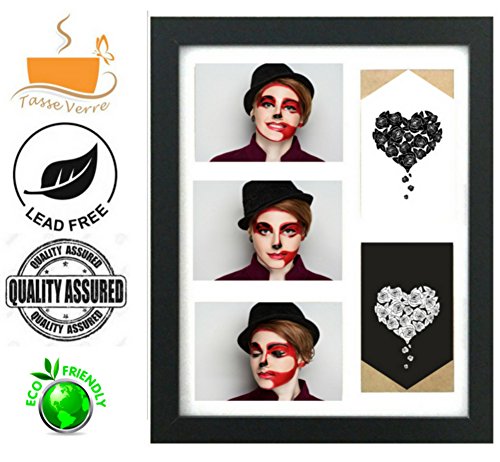 Tasse Verre (2-Pack) Collage Picture Frame 11x14 - Black - Displays Five 4x6 Inch Pictures with Mat and Glass Protection