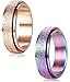 FIBO STEEL 2 Pcs 6MM Stainless Steel Spinner Wedding Rings for Women Men Engagement Promise Ring,Size 9
