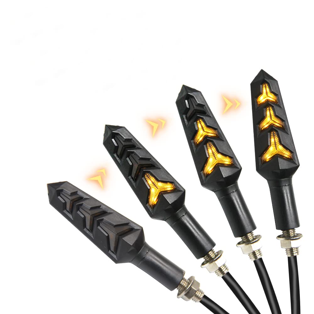 OPP ULITE 2PCS Motorcycle Indicators Flowing LED Turn Signal Lights 12V Waterproof Motorbike Turning Indicators Unique Universal Amber
