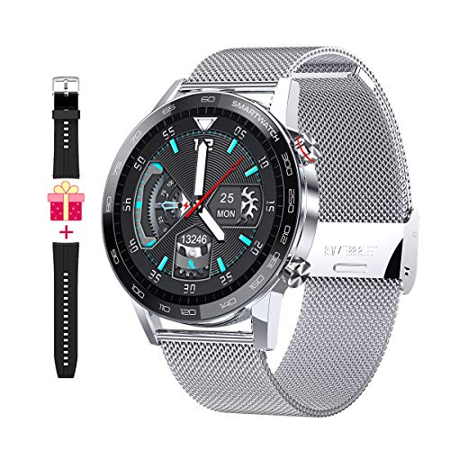 Microwear L16 Bluetooth impermeable Smartwatch Fitness Tracker,Moda,reloj deportivo,Podómetro,Control de Música,Monitor de Sueño,para iOS Android (Plata)