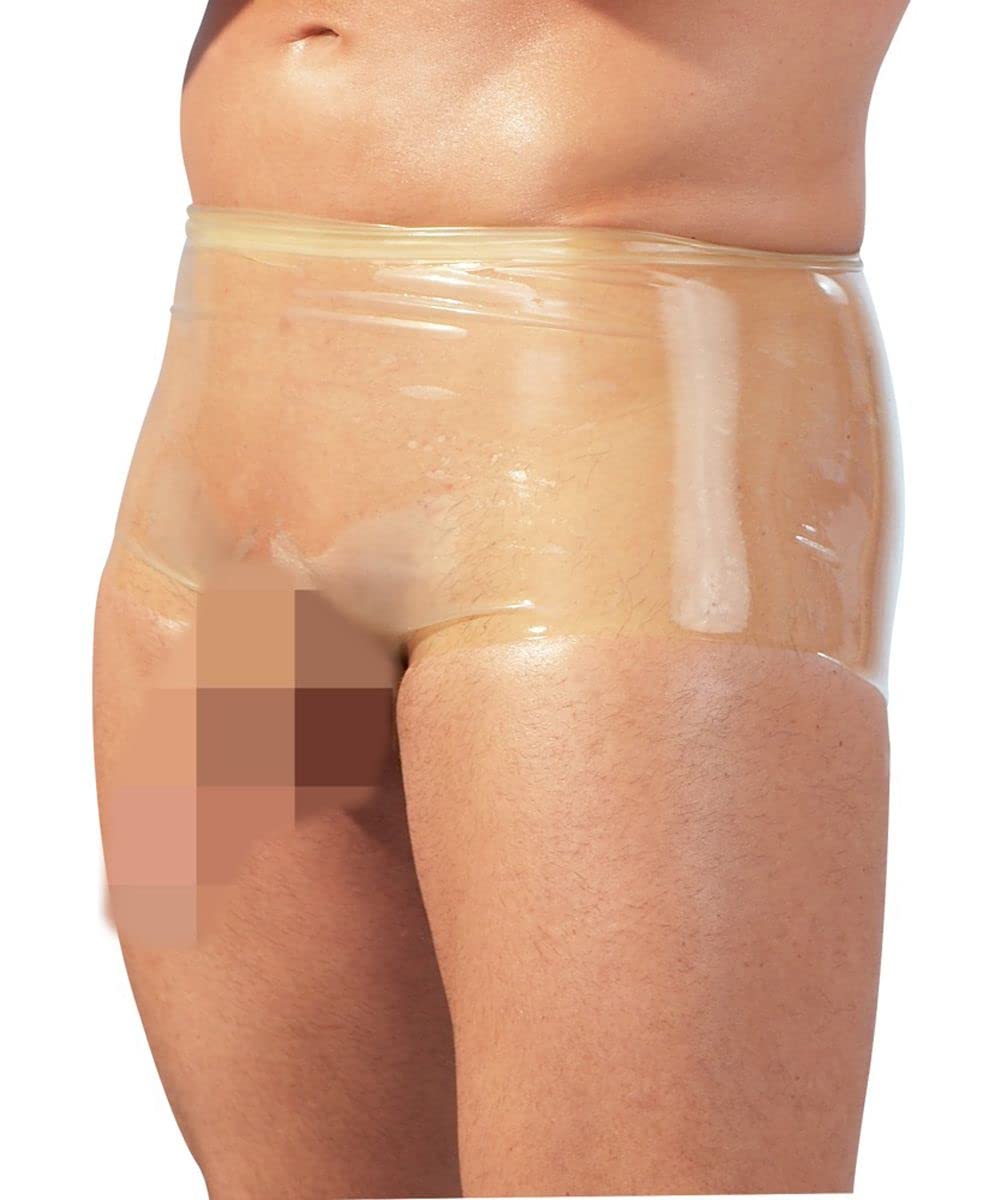 The Latex Collection Latex Boxer Shorts with Penis Sleeve, Small/Medium, Transparent