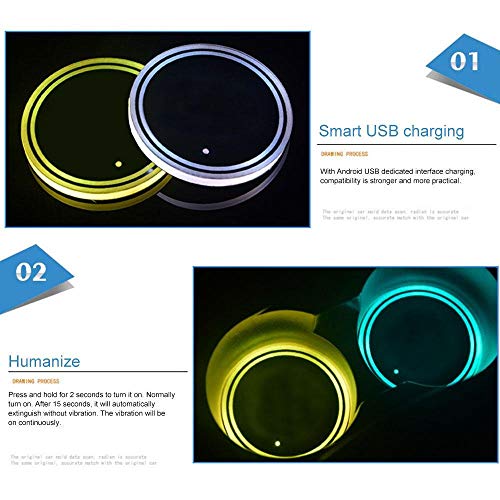 Lipctine Upgrade Version Universal LED Car Cup Holder Lights Mat Pad Colorful RGB Drink Coaster Accessories Interior Decoration Atmosphere Compatible for Car Truck SUV