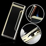 WO Ultra Thin Windproof Refillable Butane Gas Cigar Cigarette Lighter (Black)