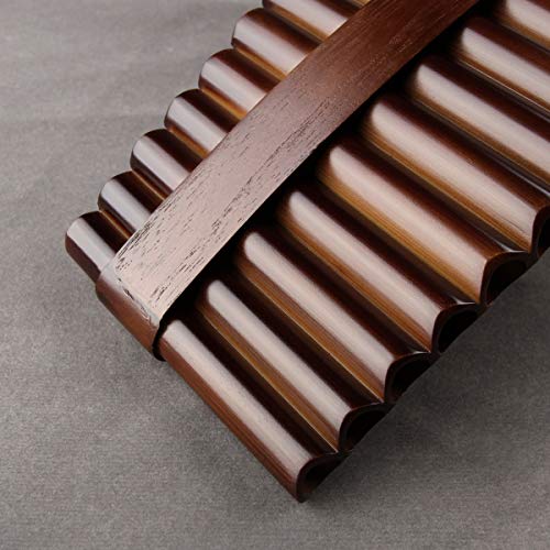 22/25 Pipes C Key Professional Pan Flute Chinese Traditional Musical Instrument Pan Pipes Easy to Learn with Exquisite Brown Pan Pipes Flute and Black Leather Bag (25-Right Hand) - Thumbnail 5