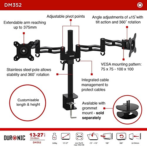Duronic DM352 /BK Black Double Twin LCD 