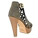 TRENDSup Collection Open Toe Ankle Strap Sandal – Western Bootie Stacked Heel Open Toe Cutout Shoes (6.5, Olive)