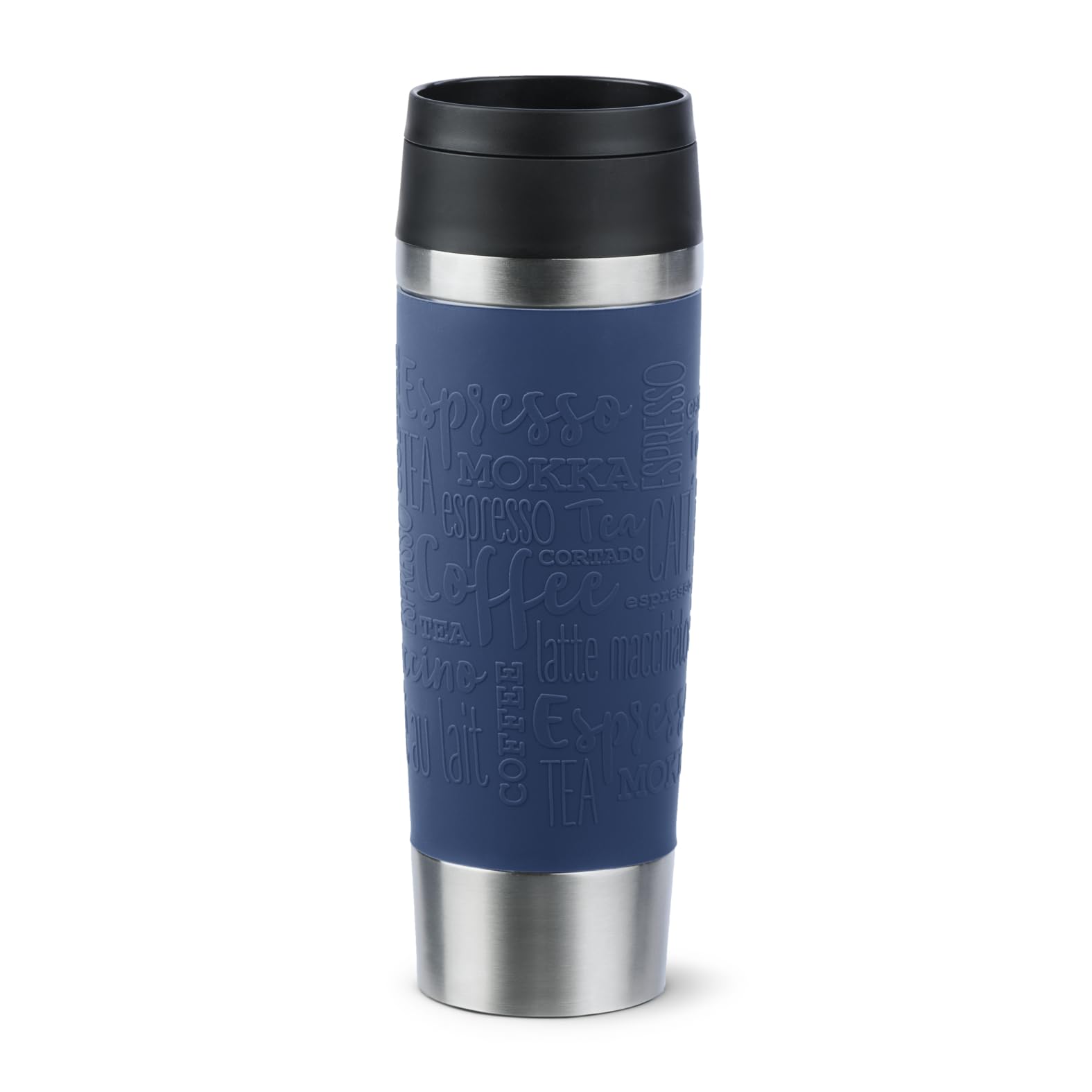 Emsa N20221 Travel Mug Classic Isolierbecher 0,5 Liter, neuer Komfort-Schraubverschluss, Edelstahl, 6h heiß und 12h kalt, 100% dicht, spülmaschinenfest, 360°-Trinköffnung, Dunkelblau