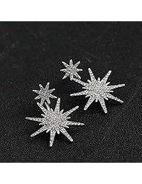 MengPa Star Stud Statement Dangling Earrings for Women Unique Fashion Wedding Ear Jacket Jewelry