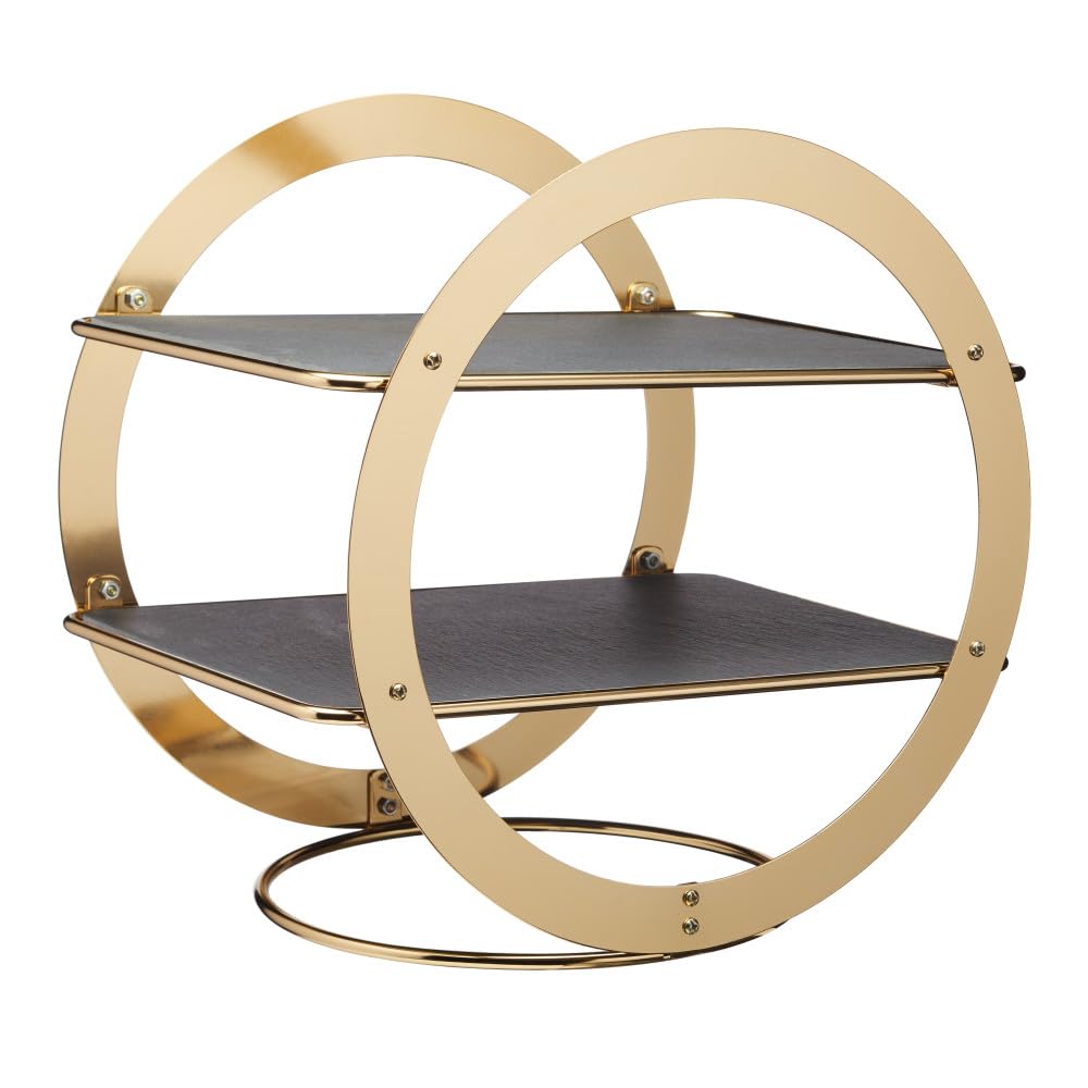 Artesà Wheel Frame Food Display Stand, Brass Finish, 31.5x22.5x30cm, Gift Boxed, Black