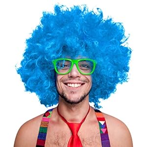 280g XXL Peluca Afro Cabeza rizada Peluca Black Peluca Afro Peluca de rizos Carnaval Negro, Blanco, Rubio, Rojo, Turquesa, Verde, Fucsia – Turquesa