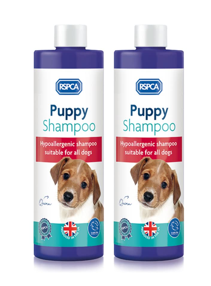 RSPCA 2 x 250ml Puppy Shampoo - Gentle hypoallergenic shampoo - Safe for all dogs and puppies over 8 weeks old.
