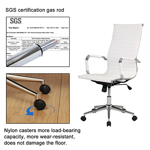 2-Packs YAMASORO High Back Office Ribbed Task Chair Leather Swivel Tilt Adjustable Chair Designer Executive Manager Staff office, Conference Room Reception, Home Office