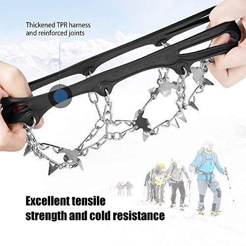 image for Plemo Traction Cleats, Stainless Steel Ice Crampons with 18 Spikes, Ic