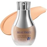 BEAUTNICE Long Wear Light Foundation, 8H Lightweight Full Coverage, Sweat & Oil Resistant, Velvet-silk Matte Finish, Liquid Foundation Makeup For All Skin Types, 1 Fl Oz, #01 Warm Wheat