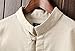 Plaid&Plain Men's Linen Cotton Mandarin Collar Roll-Up Sleeve Frog-Button Shirt 204 Cream-Coloured M