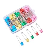 BENECREAT 100 PCS 2 Inch Assorted Plastic Head Safety Pins Baby Safety Cloth Diaper Nappy Pins with Storage Box