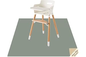Splat Mat for Under High Chair/Arts/Crafts by CLCROBD, 51" Baby Anti-Slip Food Splash and Spill Mat for Eating Mess, Waterproof Floor Protector and Table Cloth (Gray)