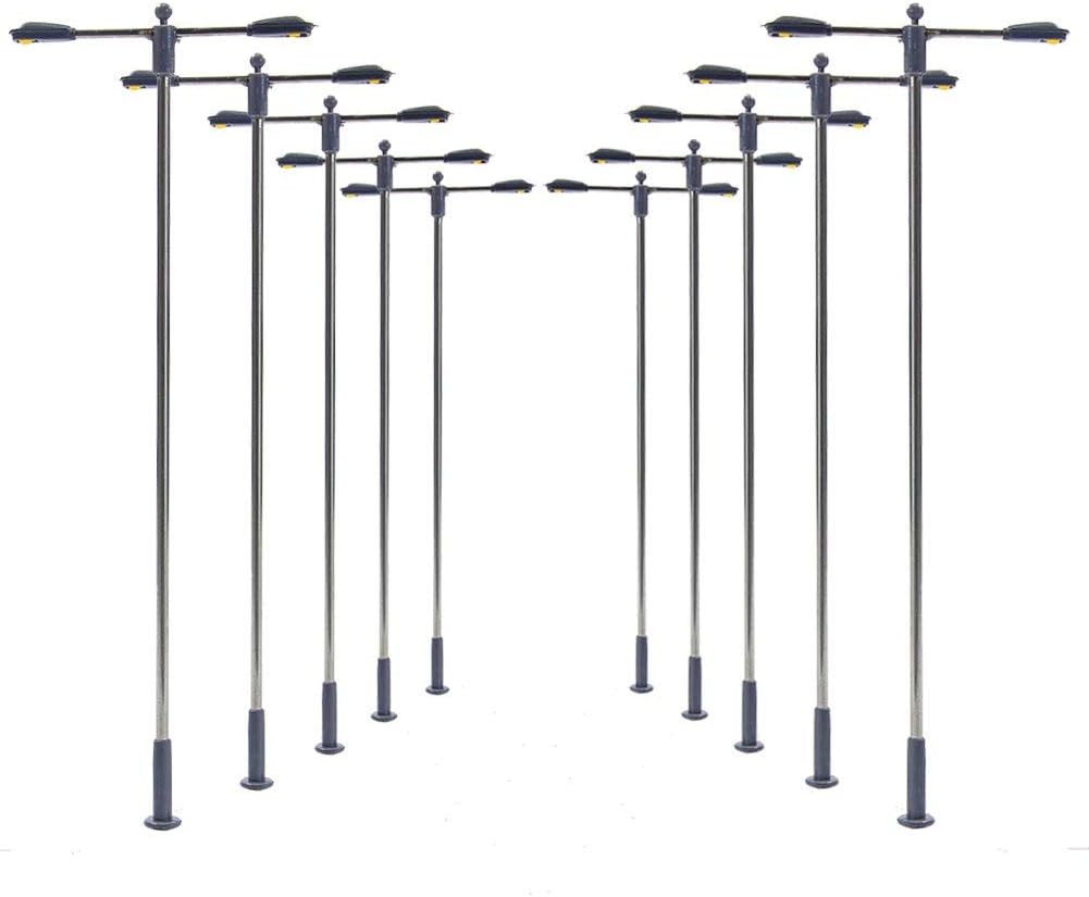 NAJING 100mm Model Railway Train Lamp Post HO OO Scale Street Light Bright White LEDs 10pcs