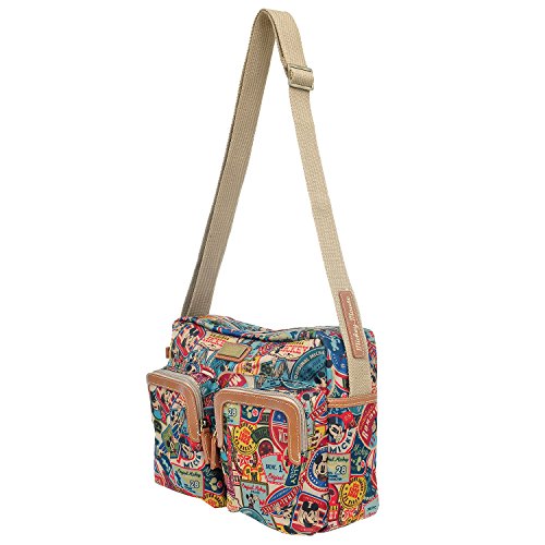 A35.Disney Mickey Mouse Women Cross Body Shoulder Travel Messenger Bag (Brown)