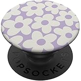 Pastel Purple Aesthetic Flowers Floral Retro Daisy Women PopSockets Adhesive PopGrip