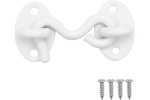 QJZXUEZHEN 1Pcs 2 inch Barn Door Lock, Cabin Hook Eye Latch Gate Door Swivel Window Door Hook with Mounting Screws (White)