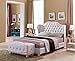 Kings Brand Furniture - White Tufted Design Faux Leather King Size Upholstered Platform Bed