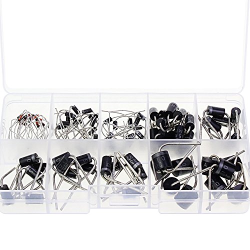Wimas 10Values 90PCS Rectifier Diode Axial Lead Rectifier Diode Assortment Kit (10Values 90PCS)