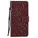 for iPhone 6 / 6S Wallet Case, (TM) Sun Pattern Embossed PU Leather Magnetic Flip Cover Card Holders & Hand Strap Wallet Purse Case for iPhone 6 / 6S [4.7 Inch] - Brown