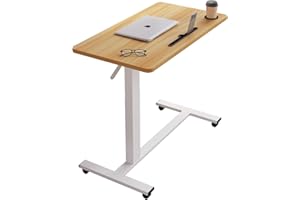 Furist Overbed Beside Table,Bed Desk,Hospital Bedside Table,Pneumatic Mobile Laptop Computer Standing Desk Cart with Tray