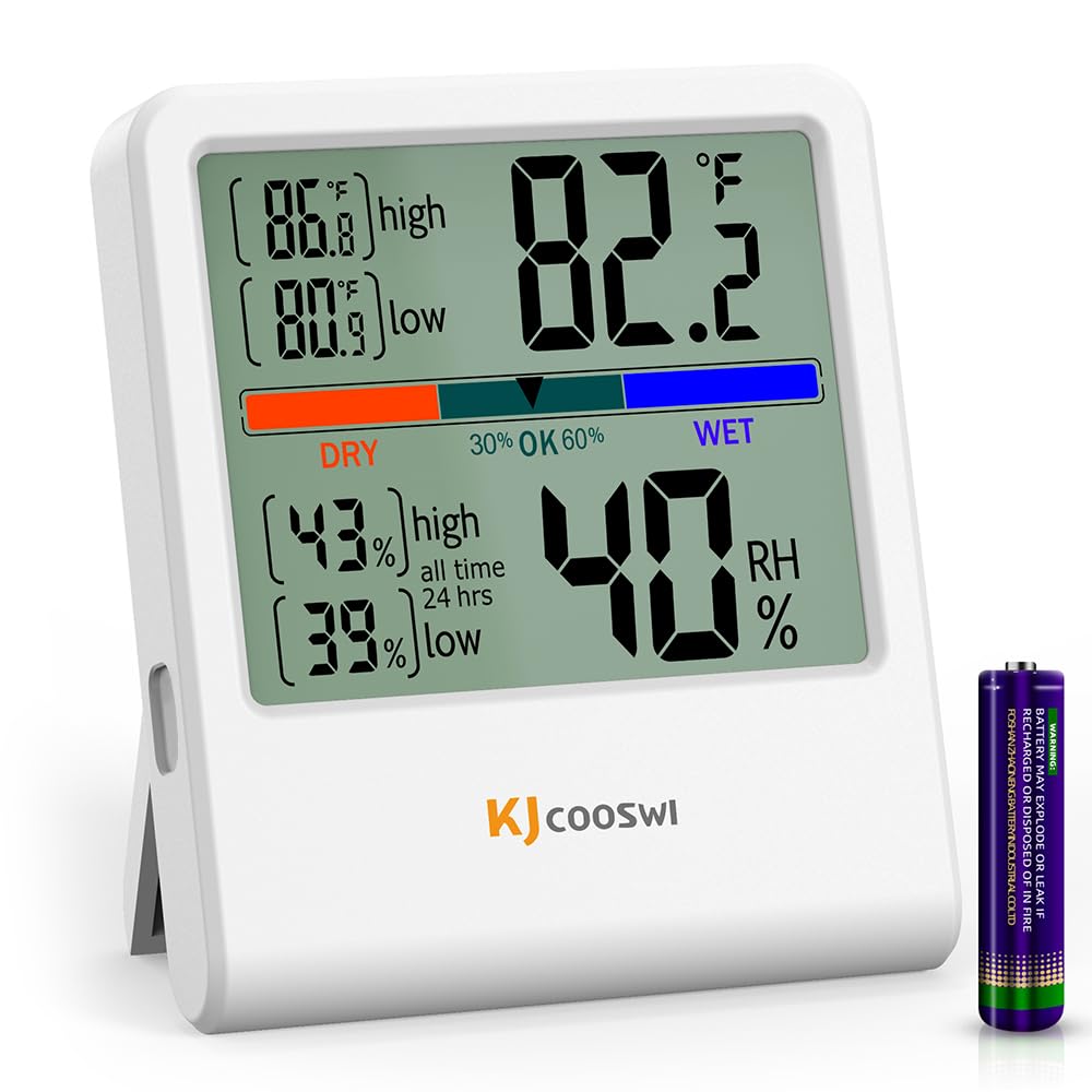 Photo 1 of Digital Thermometer Hygrometer, Indoor Wall Thermometer Humidity Indoor with High Accuracy, Suitable for Greenhouse, Home and Office, AAA Battery (White)