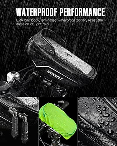 WATERFLY Bike Phone Mount Bag: Bike Waterproof Front Frame Bag