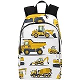 Unisex Backpack Forklift, Crane, Excavator, Tractor, Bulldozer, Truck Print Casual Daypack Travel Bag College School Backpack