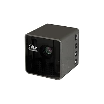 Mini Würfel Cube DLP Beamer mit Wifi, tragbarer LED Taschen Beamer Zum mitnehmen.30.000 Stunden LED Lebenszeit, Unterstützt A