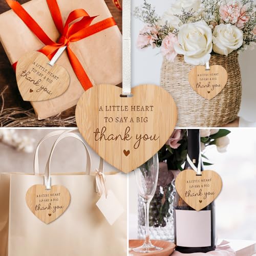 TheGiffter Thank You Cards for Teacher,Thank You Gift for Women with Envelope, Appreciation Card 15 * 15cm with Wooden Heart Plaque for Teacher Mentor Nurse Doctor Wedding Friend Colleagues