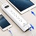 HOLSEM 5 Outlets Surge Protector Power Strip with 2 USB Charging Ports (5V/2.4A) and 4' Heavy Duty Extension Cord, White